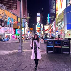 Stylish White and Black Long Coat